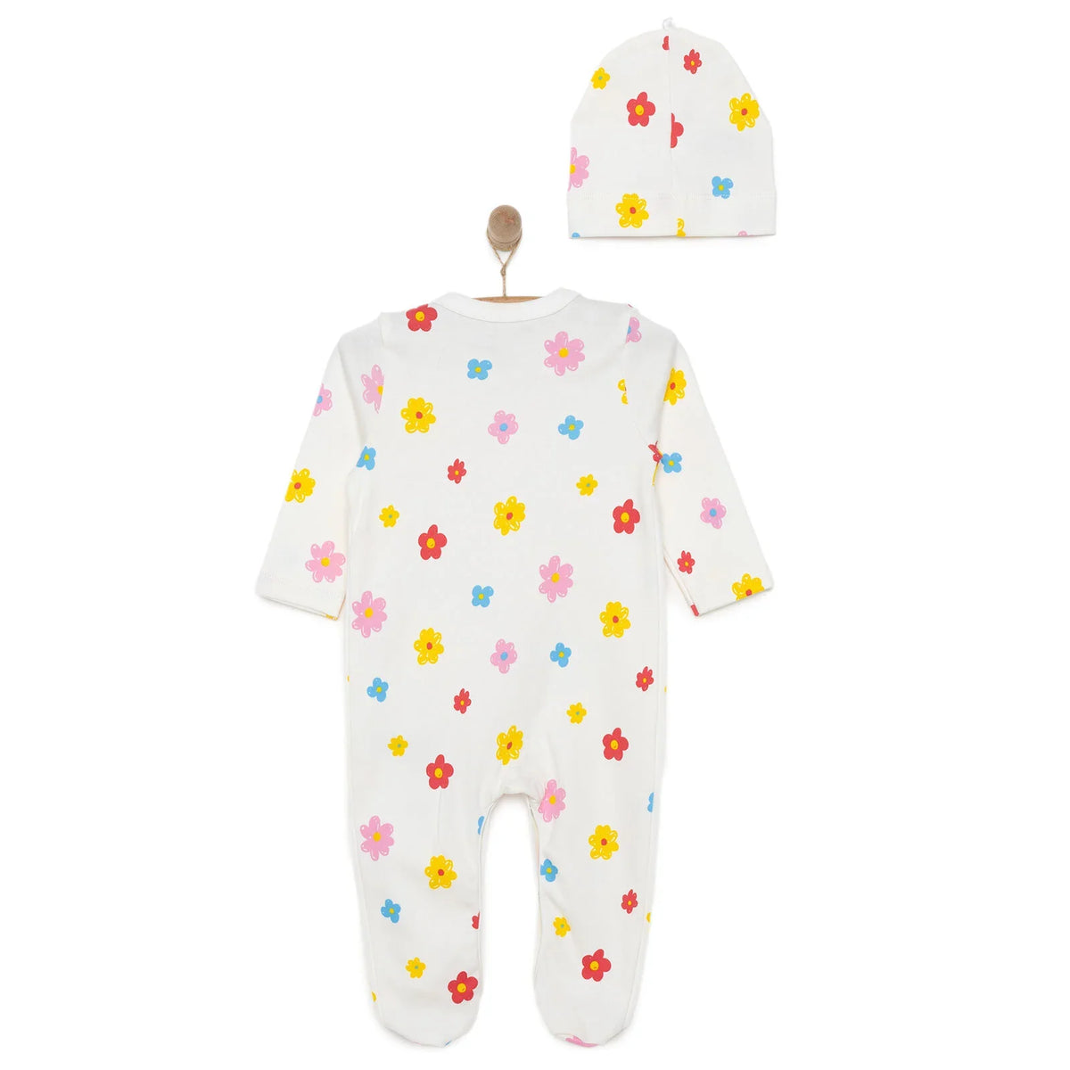 HelloBaby Floral Print Footed Baby Sleepsuit & Hat Set (Newborn to 9 Months)