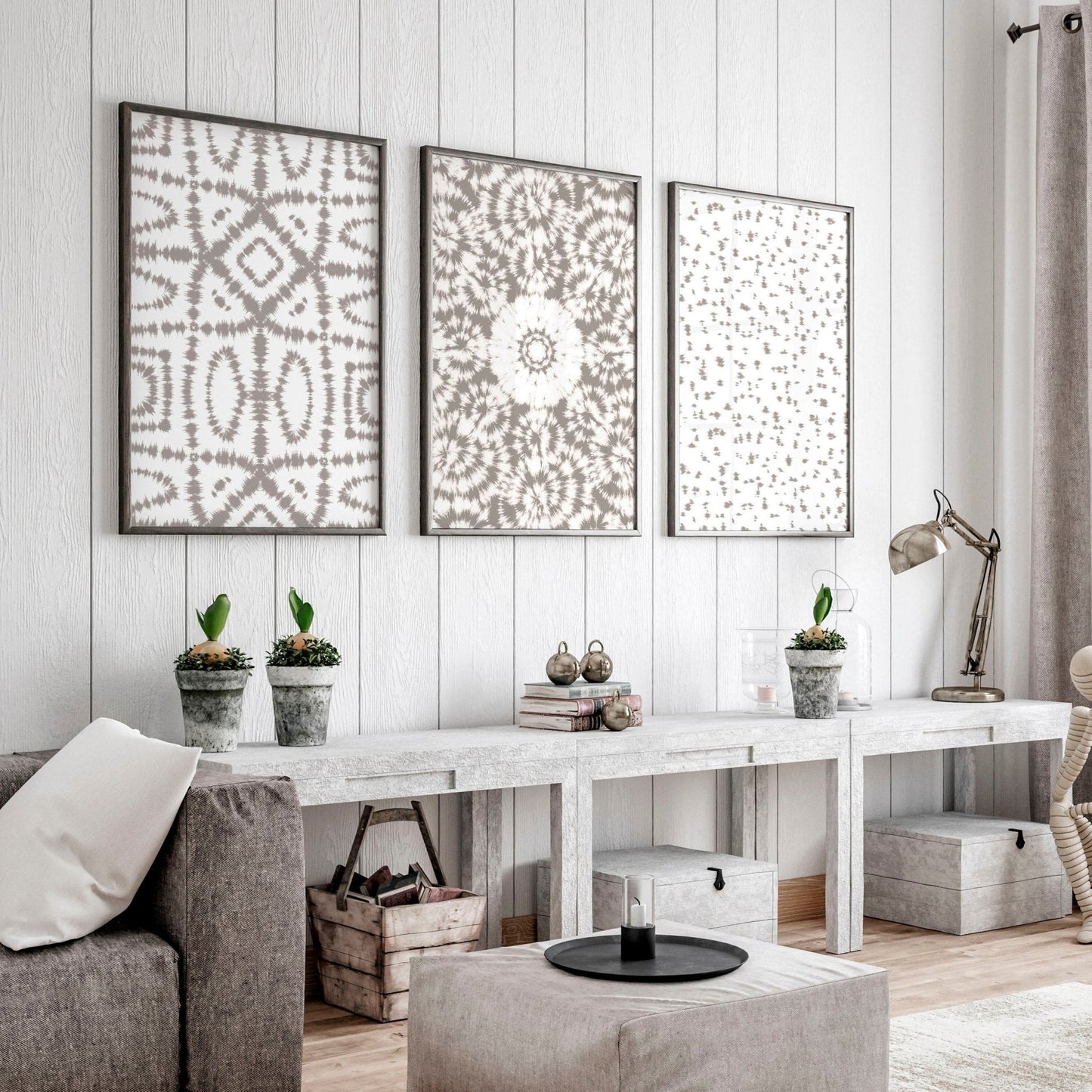 Shibori tie dye Set of 3 framed wall art prints