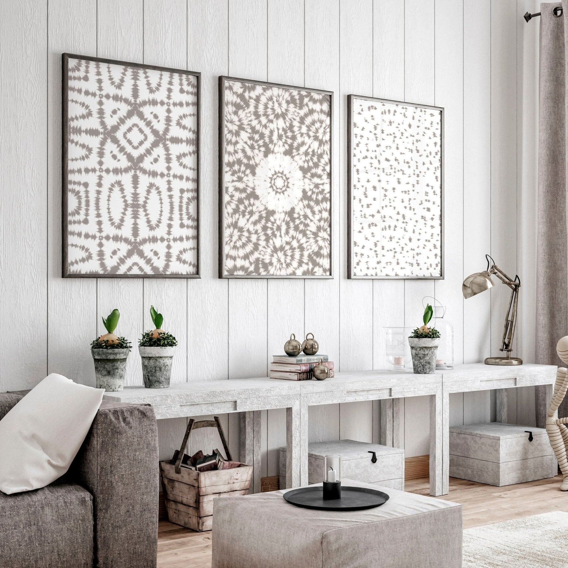 Shibori tie dye Set of 3 framed wall art prints