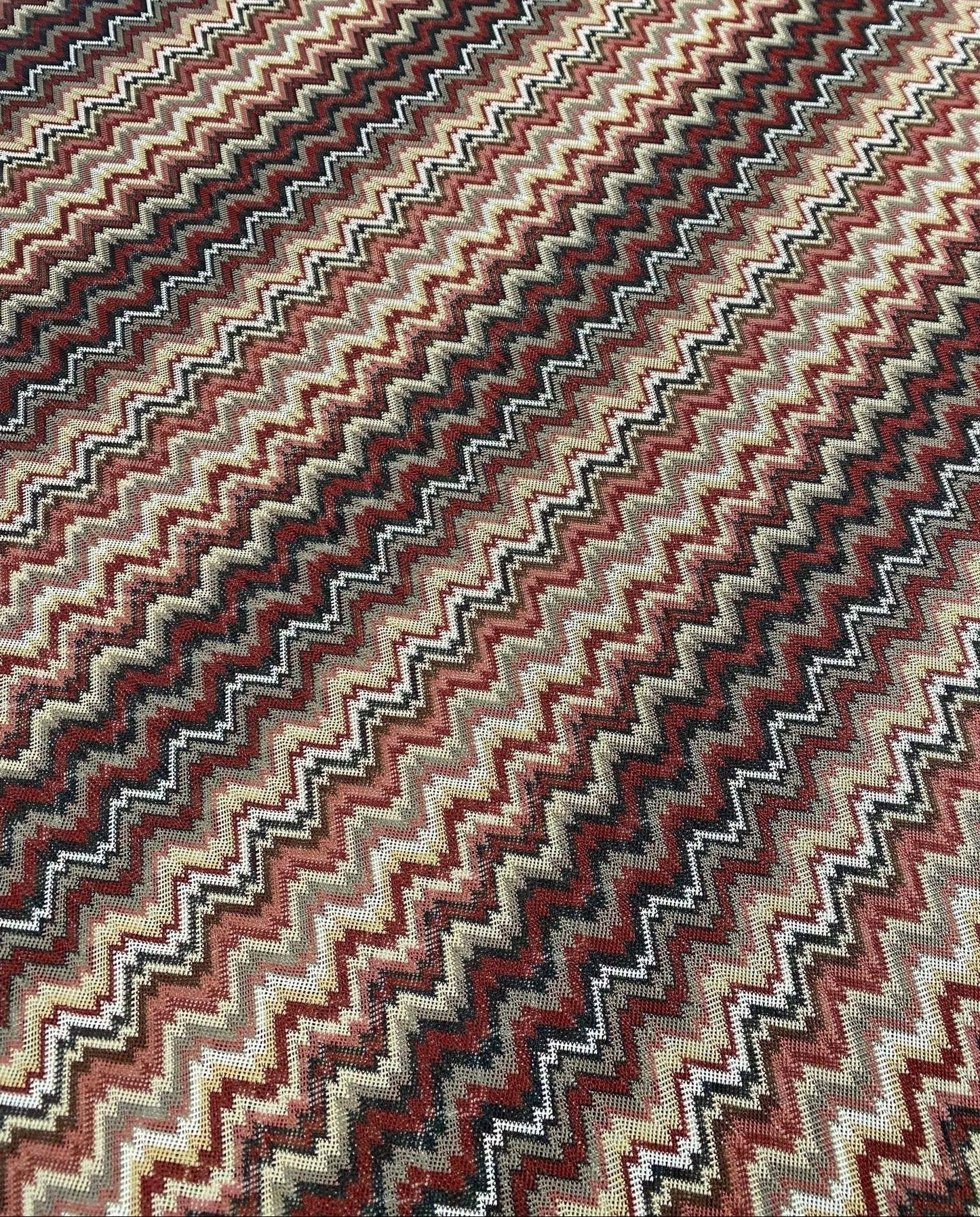 Earth Tone Chevron Mesh Knit Fabric by the Metre