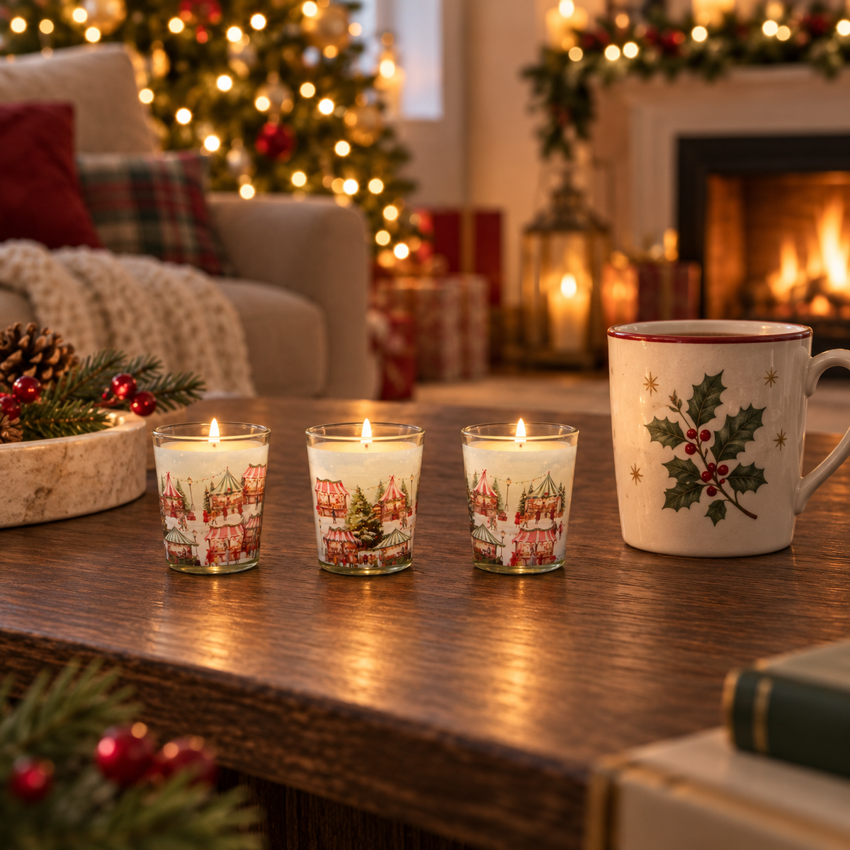 Set of 3 Christmas Cinnamon Candle Gift Set