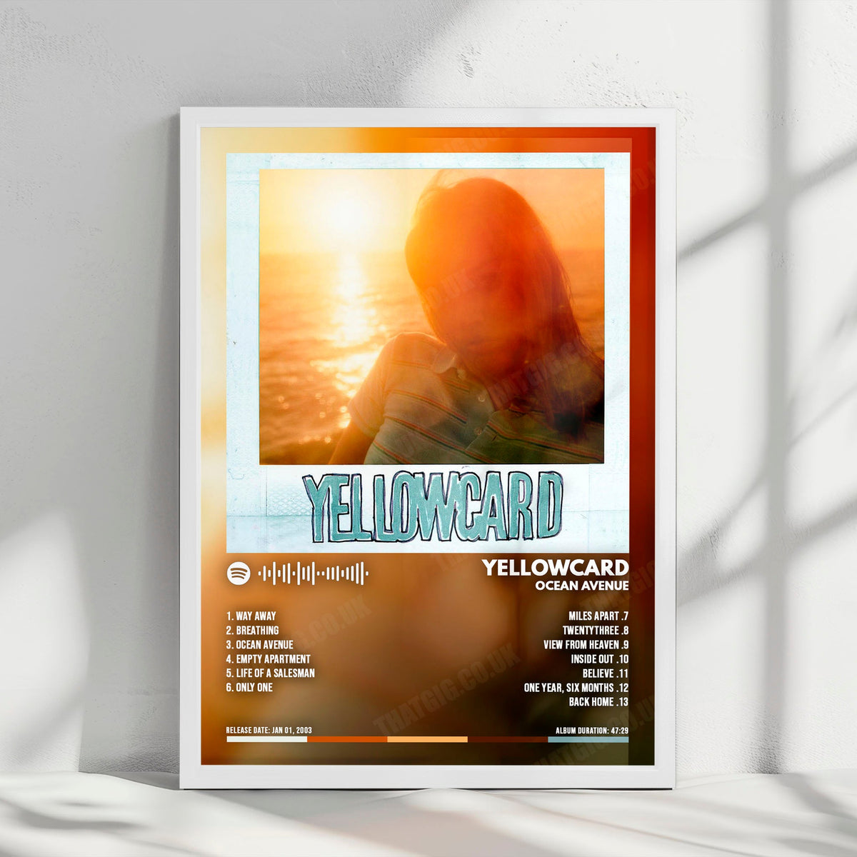 Yellowcard "Ocean Avenue" Album Cover Poster - with Complete Tracklist