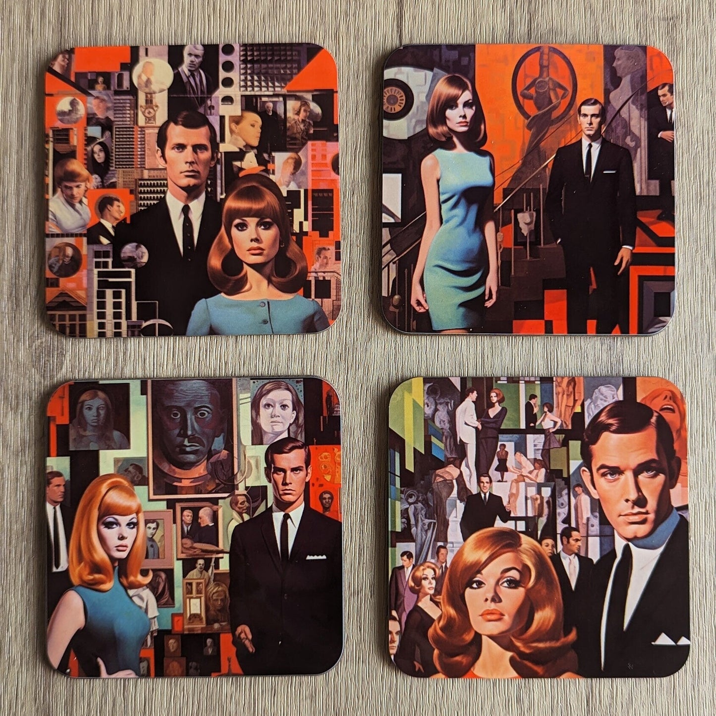 60s Cool – Set of 4 Retro Style Coasters