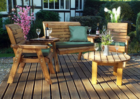 Charles Taylor Trading Four Seater Set Round With Green Cushion Brown