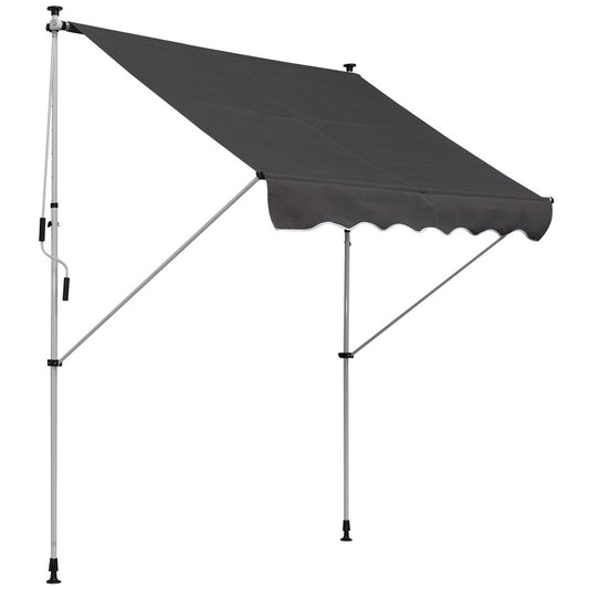 Outsunny  2x1.5m  Adjustable Outdoor Aluminium Frame Awning Grey Grey 200cm x 150cm x 280cm