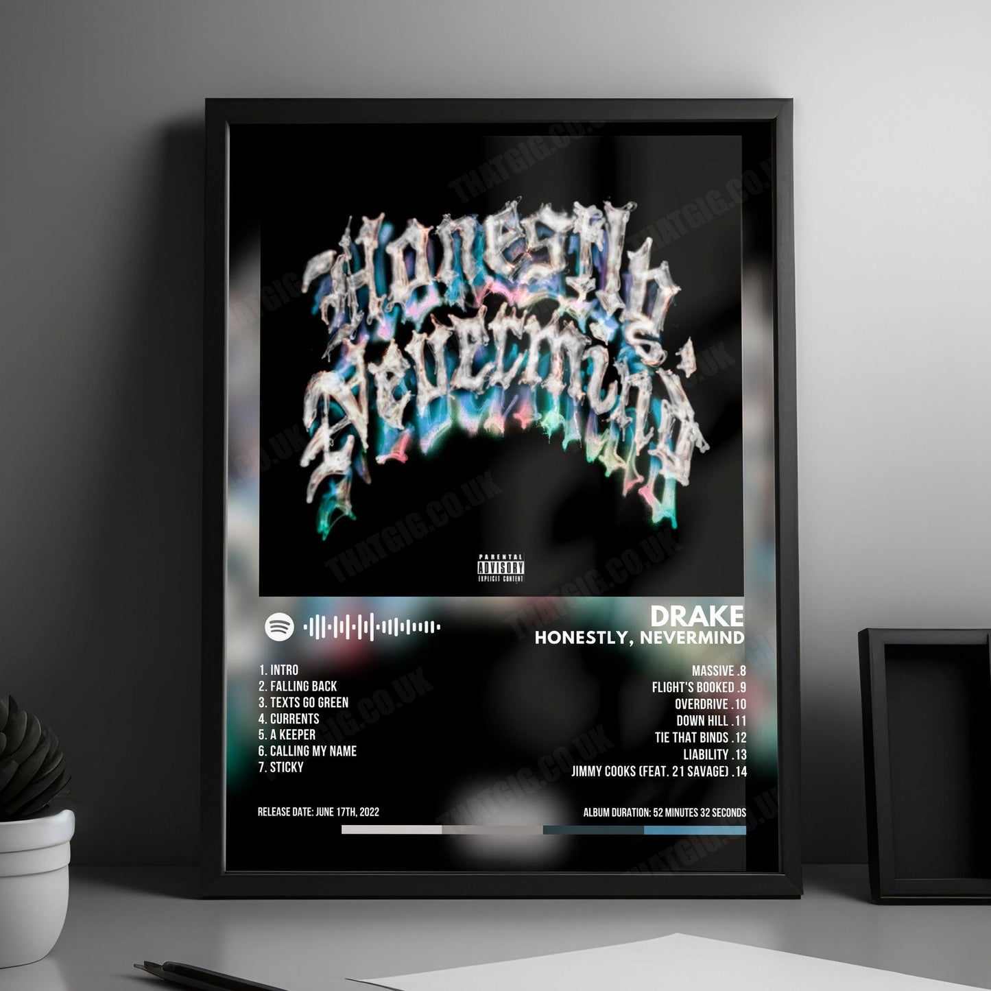 Drake "Honestly, Nevermind" Album Cover Poster - with Complete Tracklist
