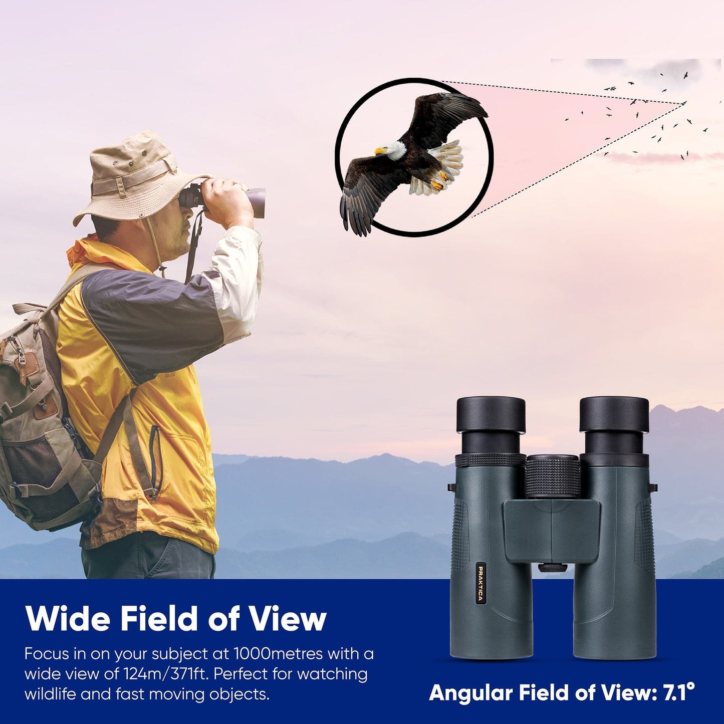 PRAKTICA Pioneer R 8x42mm Binoculars - Blue