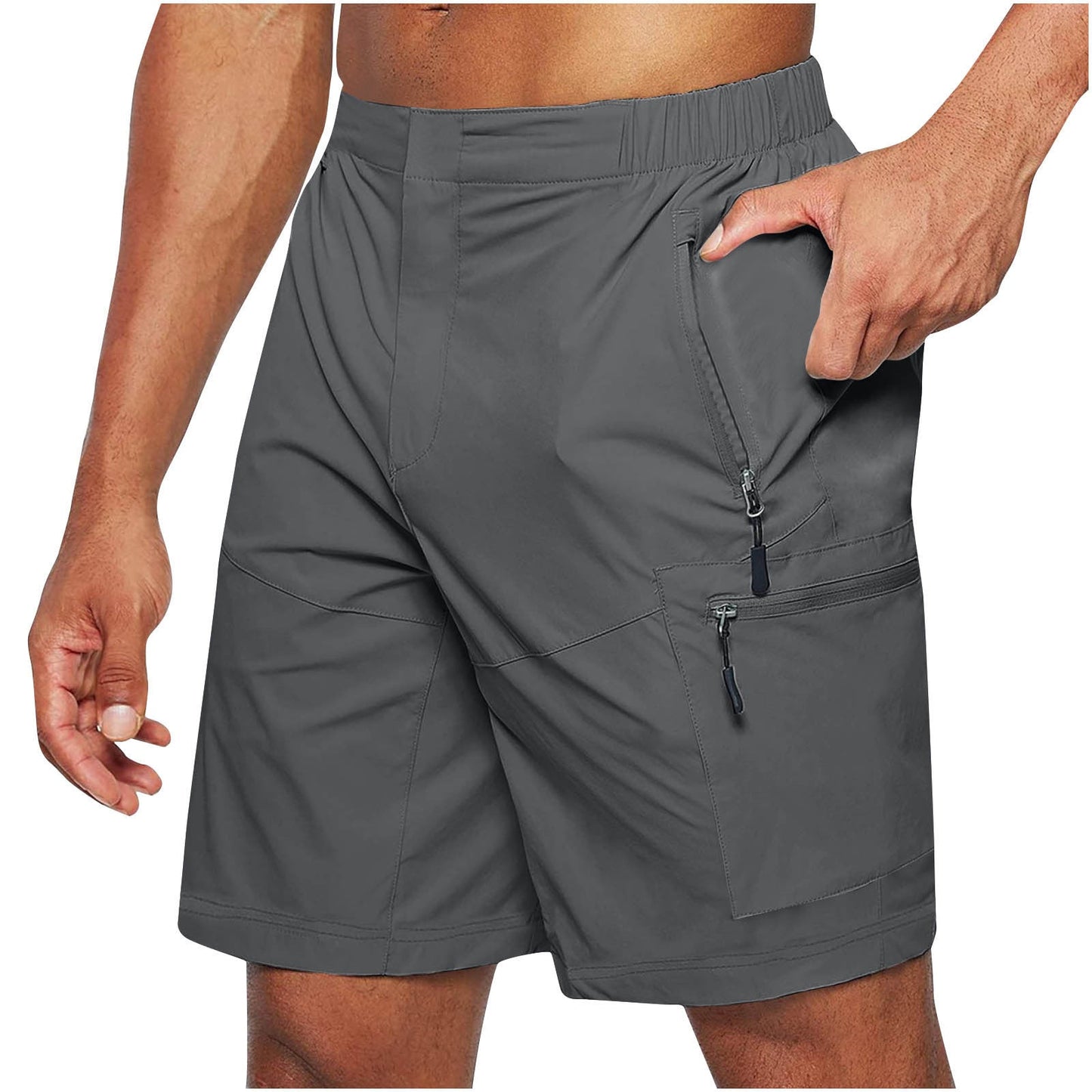 Men'S Casual Elastic Waist Strap Summer Shorts Casual Fit Fashion Outdoor Long Shorts For Men Knee-Length Straight Leg Pants Shorts