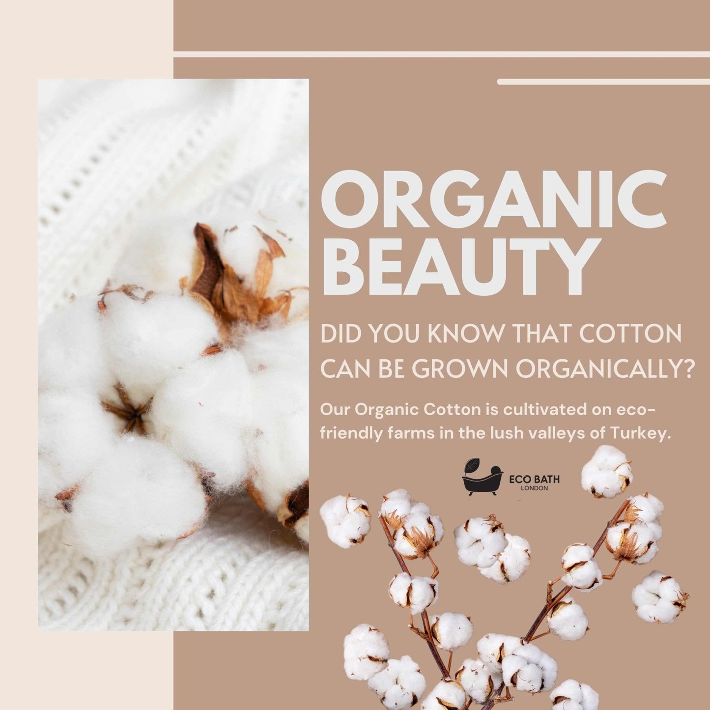 Eco Bath London Organic Cotton Muslin Face Cloth - Pack of 6, Available in Natural and White Colours