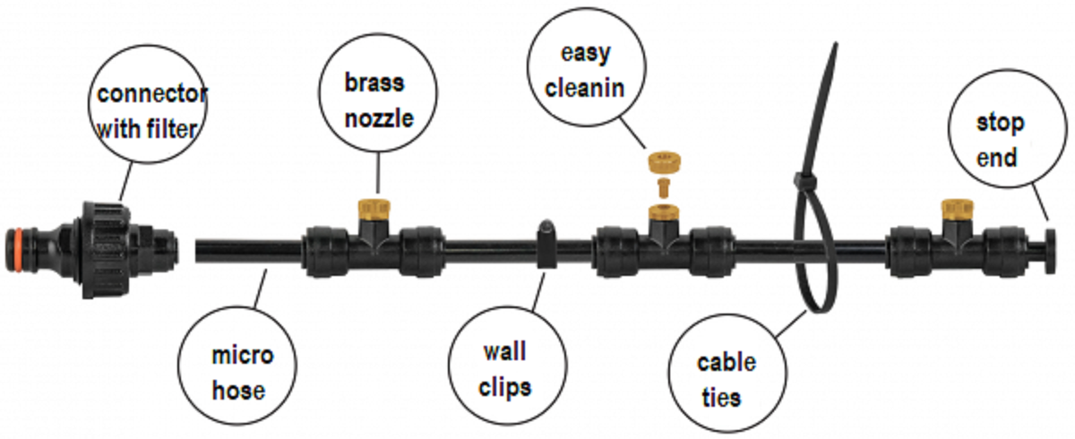 Garden Water Mist Kit, Black Orange, 15m Outdoor Watering Kit Hose Connector Set