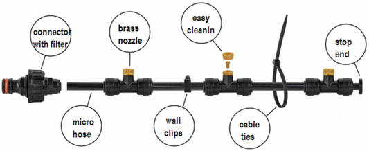 Garden Water Mist Kit, Black Orange, 15m Outdoor Watering Kit Hose Connector Set