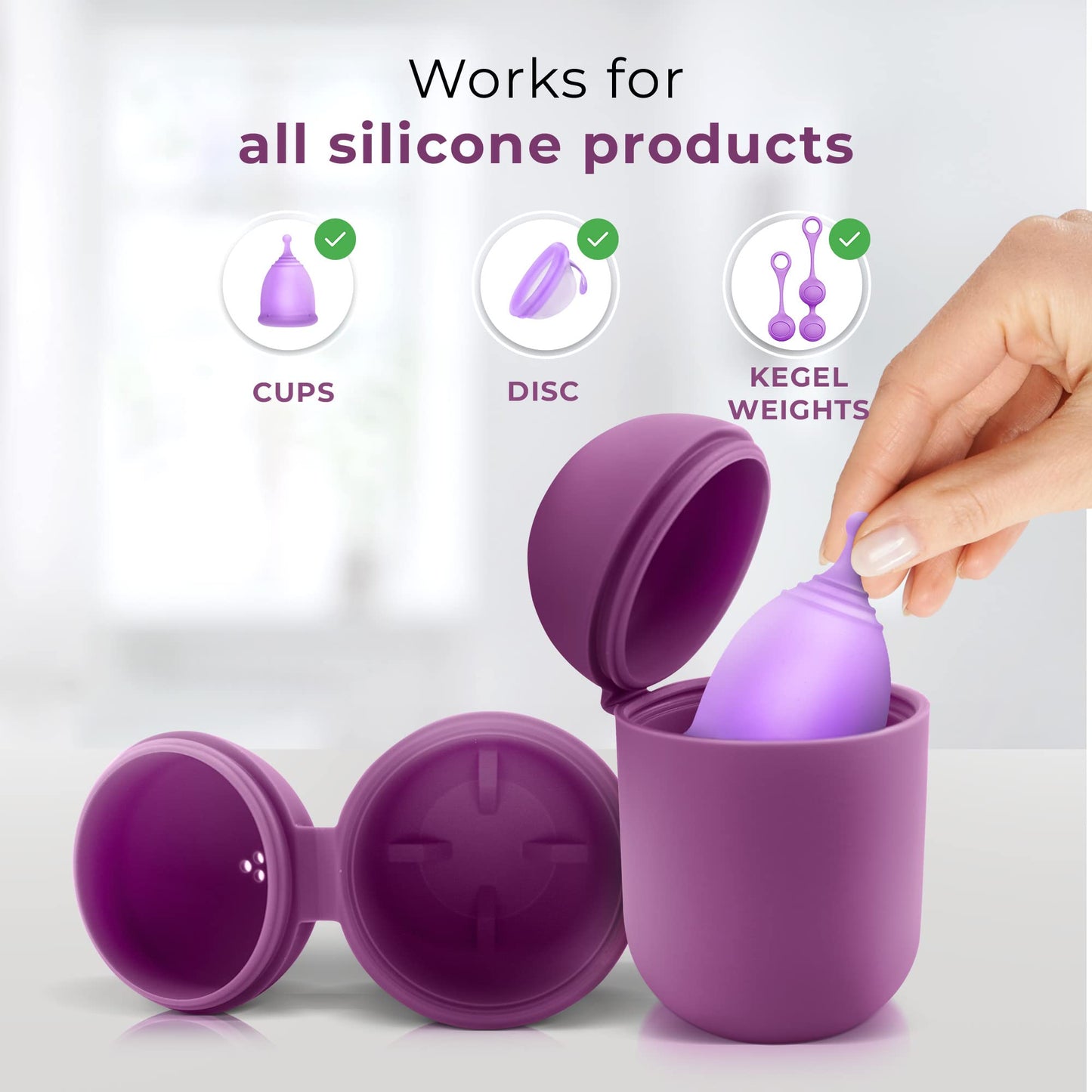 EcoBlossom Reusable Menstrual Cup and Case - Medical Grade Silicone, 12 Hour Leak-Proof Wear (Large Pack of 2)