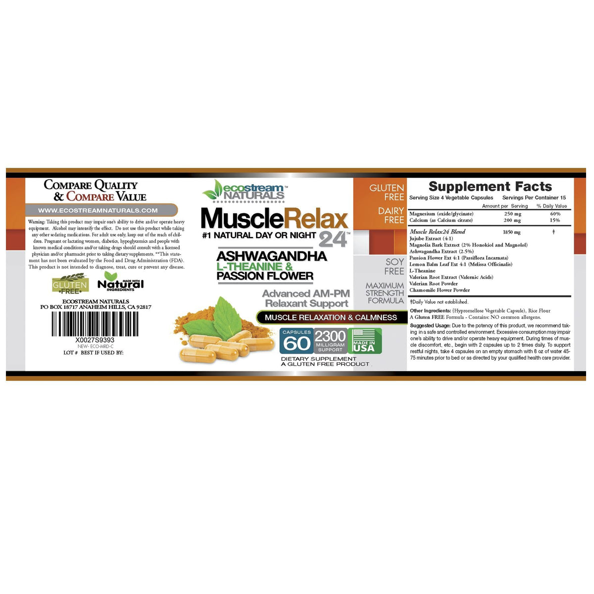 ecostream Naturals Relaxant | 2,300 mg Day/Night Capsules