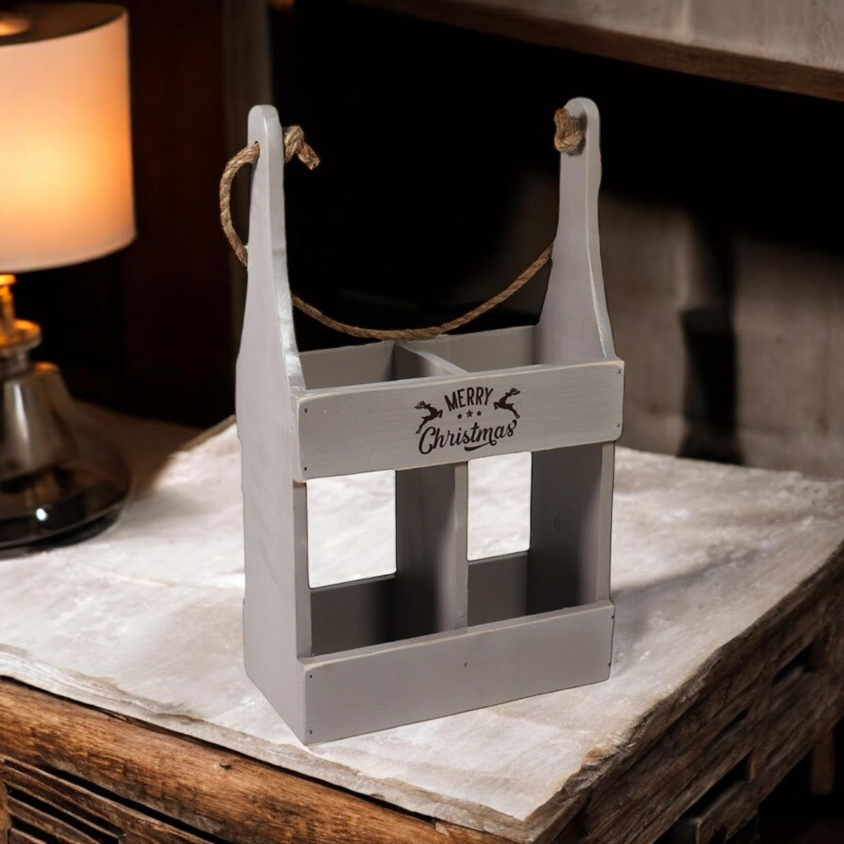 39CM RUSTIC GREY 2 BOTTLE WINE HOLDER