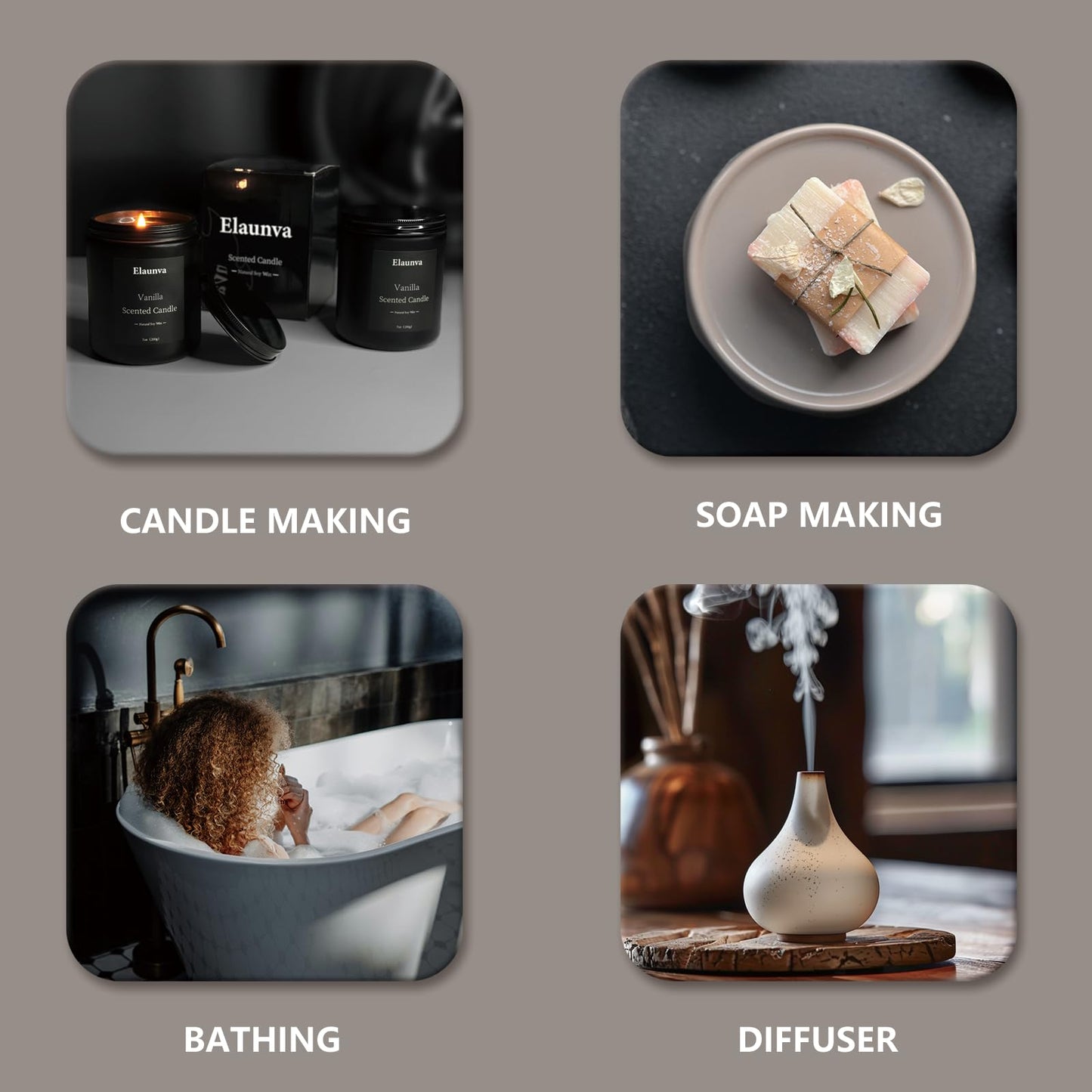 Elaunva Essential Oils Set – 4 Pure Oils for Aromatherapy