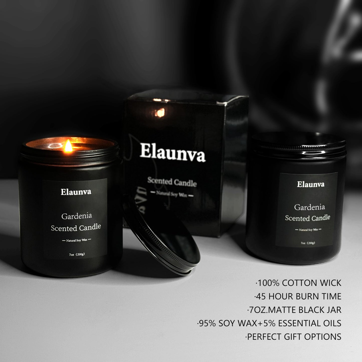 Elaunva Gardenia Scented Candle 7oz – Natural Soy Wax