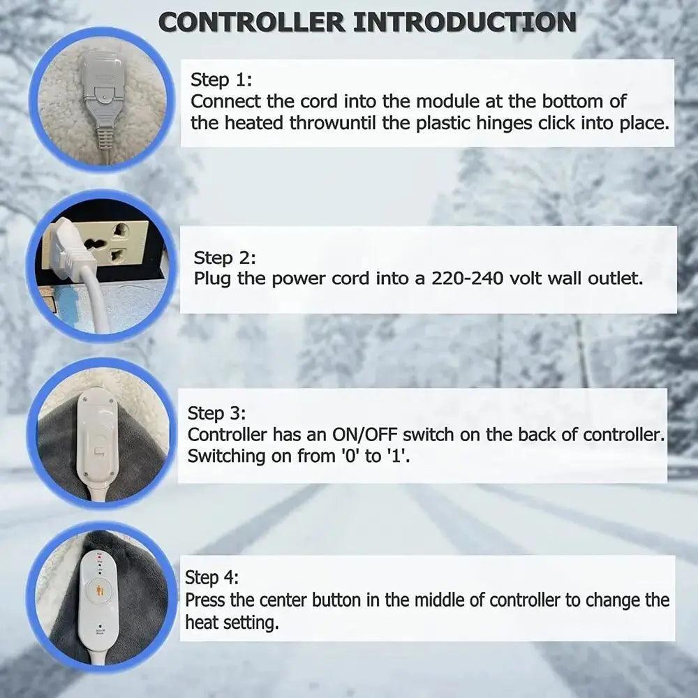 Electric Heated Blanket 3 Heat Setting Heated Mattress Cover 150x160cm