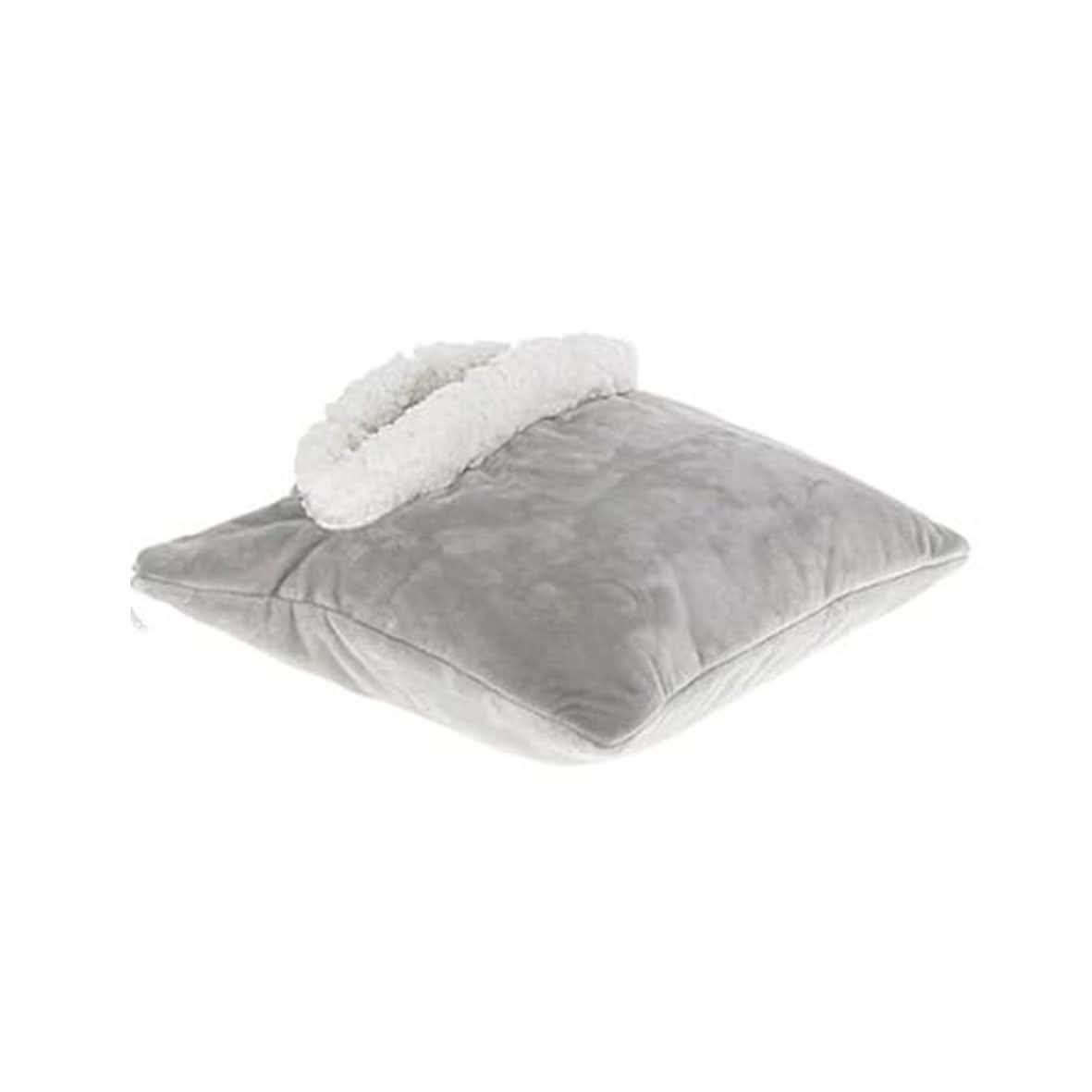 Grey Electric Heated Fleece Pillow with 8 Heat Settings
