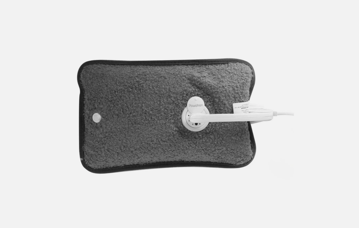 Electric Rechargeable Grey Hot Water Bottle with Washable Cover