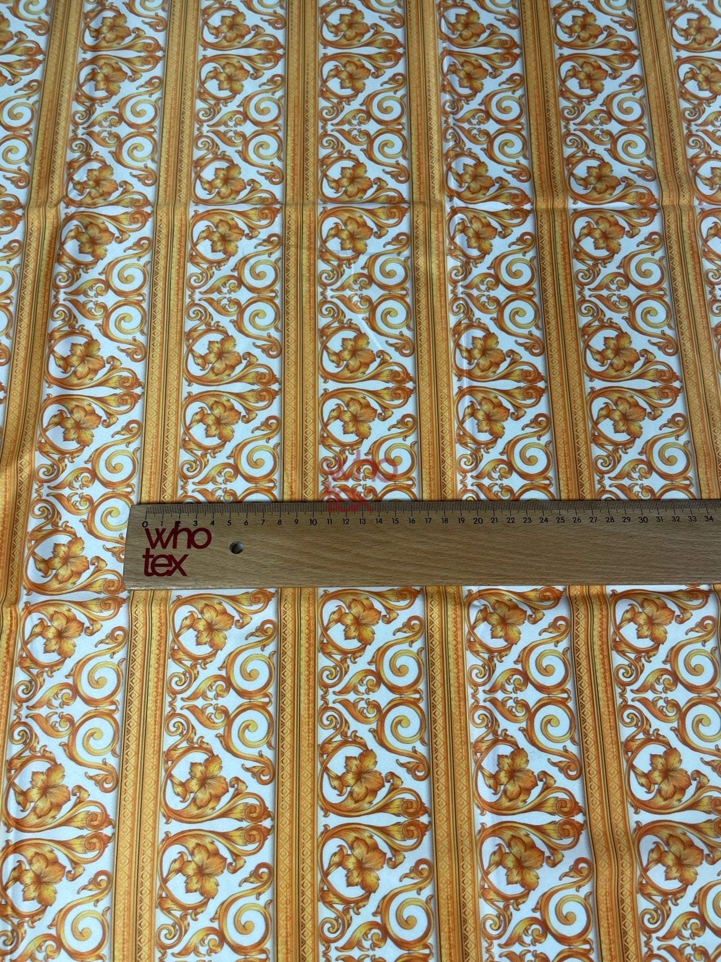 Elegant Gold Baroque Fabric with Floral and Scroll Patterns by Metre