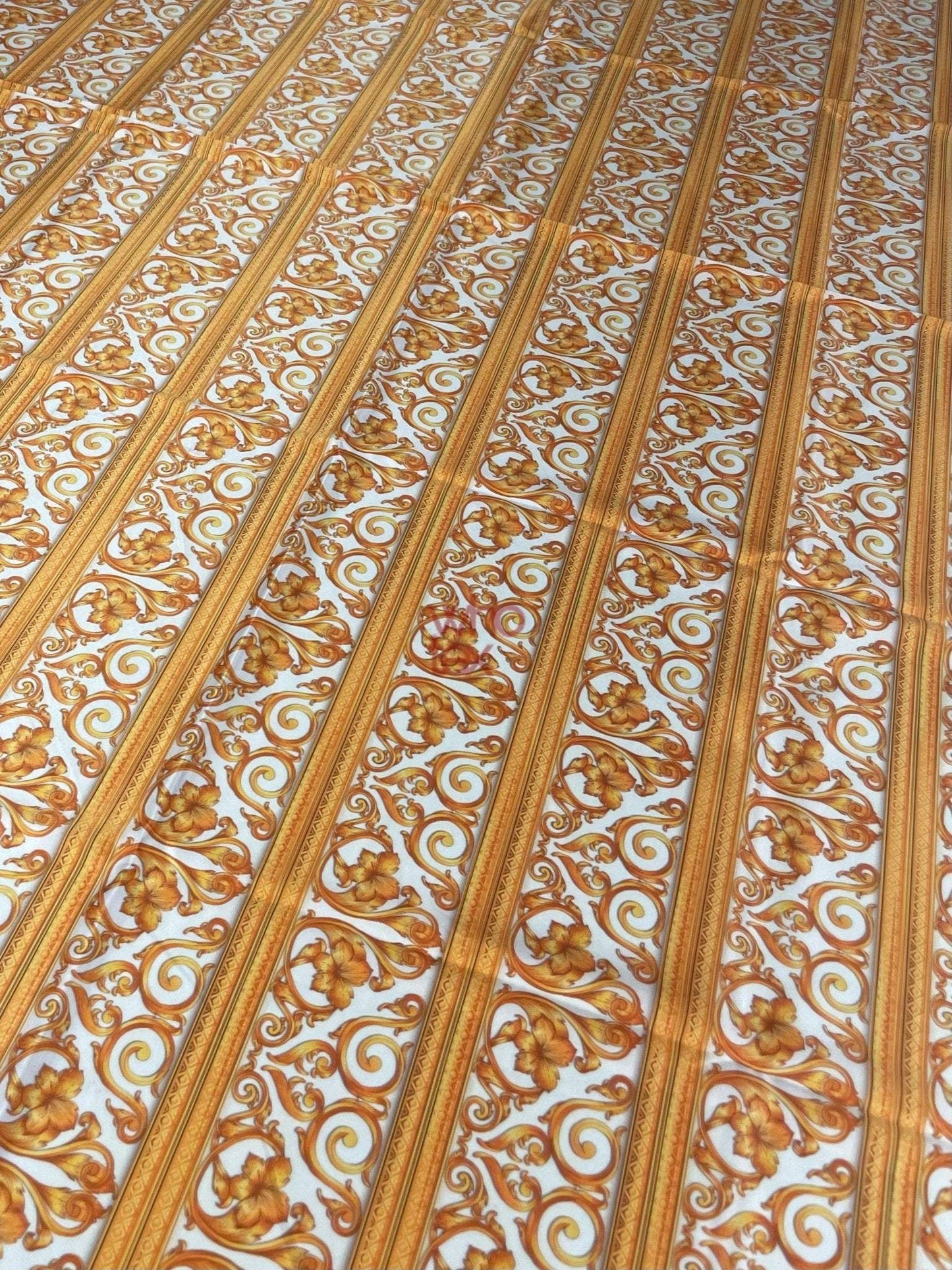 Elegant Gold Baroque Fabric with Floral and Scroll Patterns by Metre