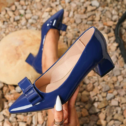 Elegant Wine Red Bowknot High Heel Shoes in Patent Leather for Women - Sizes 36 to 44