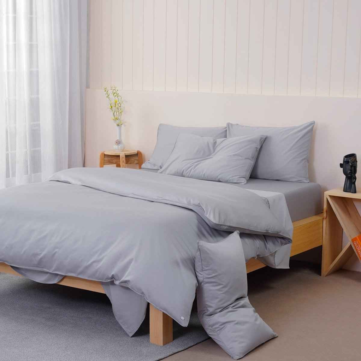 Ella Cotton - Dove Grey Pillowcases Pair