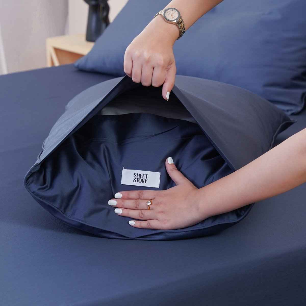 Ella Cotton - Midnight Blue Pillowcases Pair