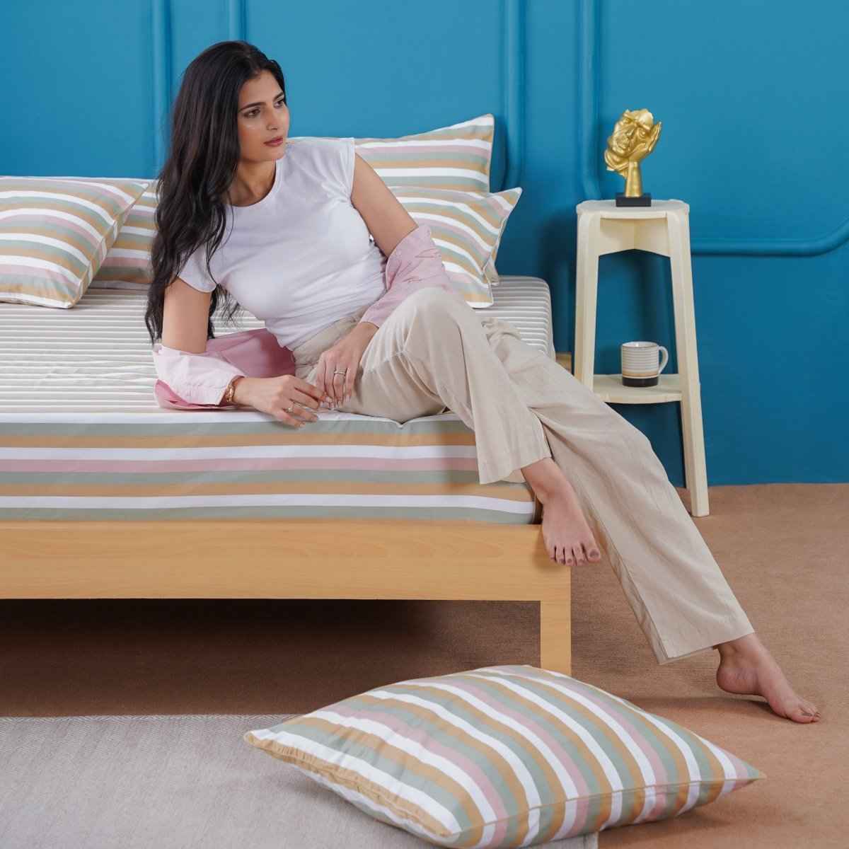 Ella Cotton - Serene Stripe Fitted Sheet