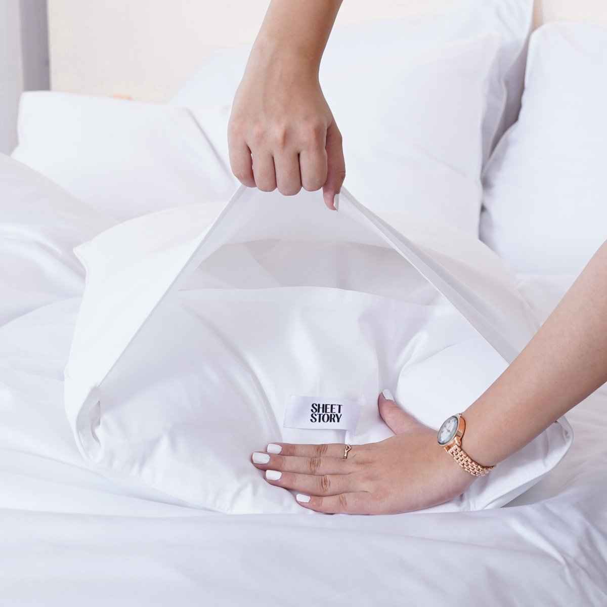 Ella Cotton - White Pillowcases Pair