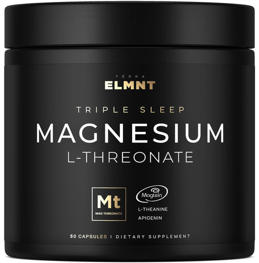 ELMNT Triple Sleep Magnesium Threonate | Magtein 1000mg | L-Theanine 200mg & Apigenin 50mg