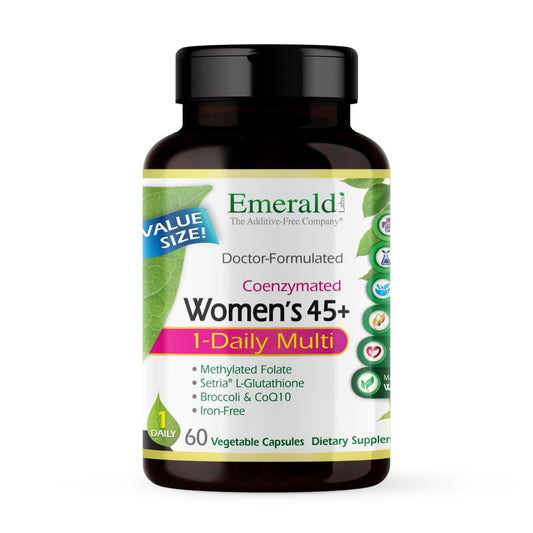 EMERALD LABS Women's 45+ 1-Daily Multi – Gluten-Free Vegetarian Multivitamin, Bone & Heart Support | 60 Veg Capsules