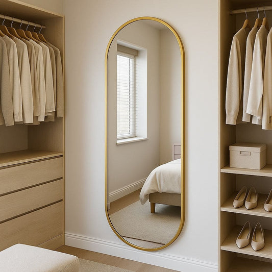 Emi - Full Length Gold Metal Runway Oval Mirror - 180cm x 80cm