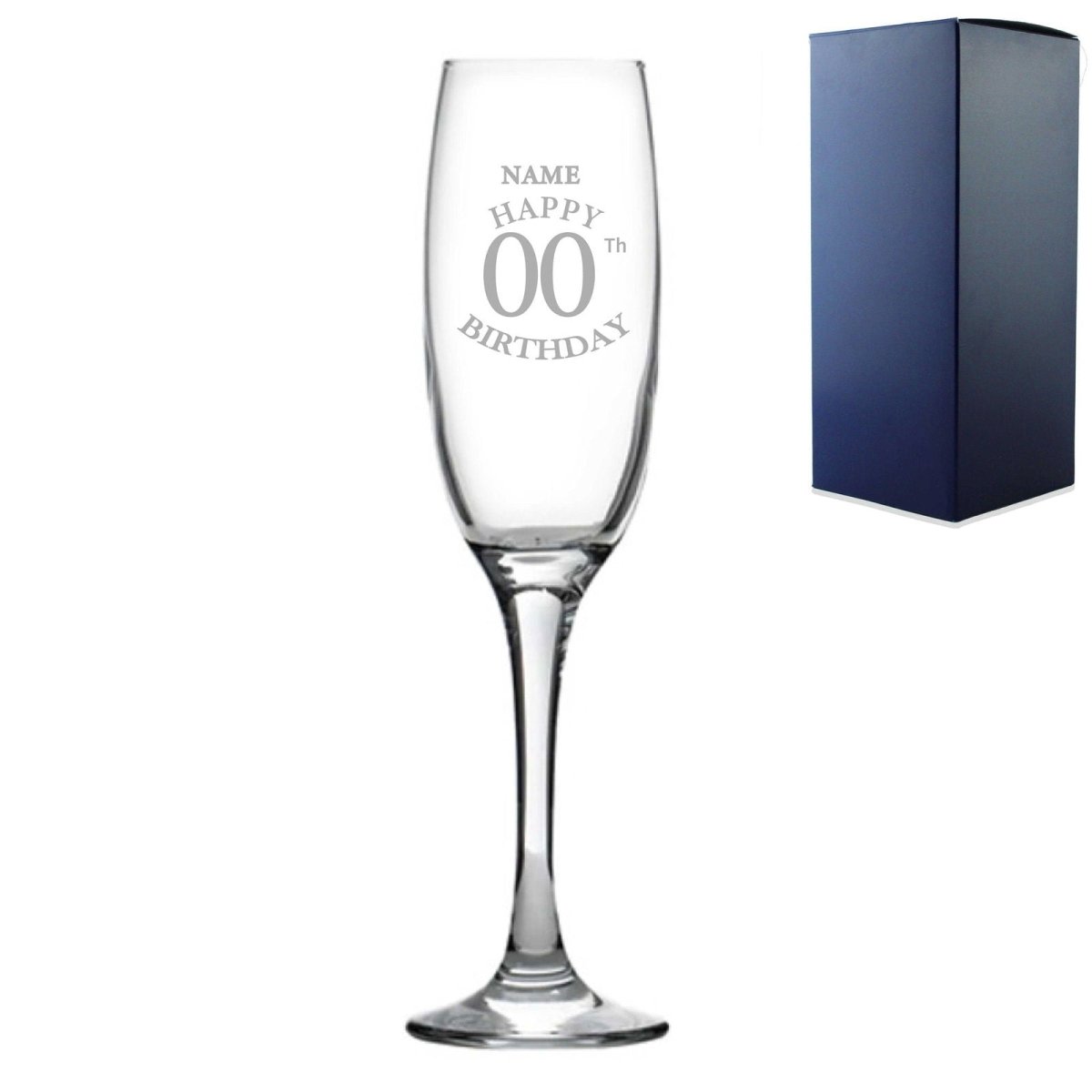 Engraved  Champagne Flute Happy 20,30,40,50... Birthday Classic