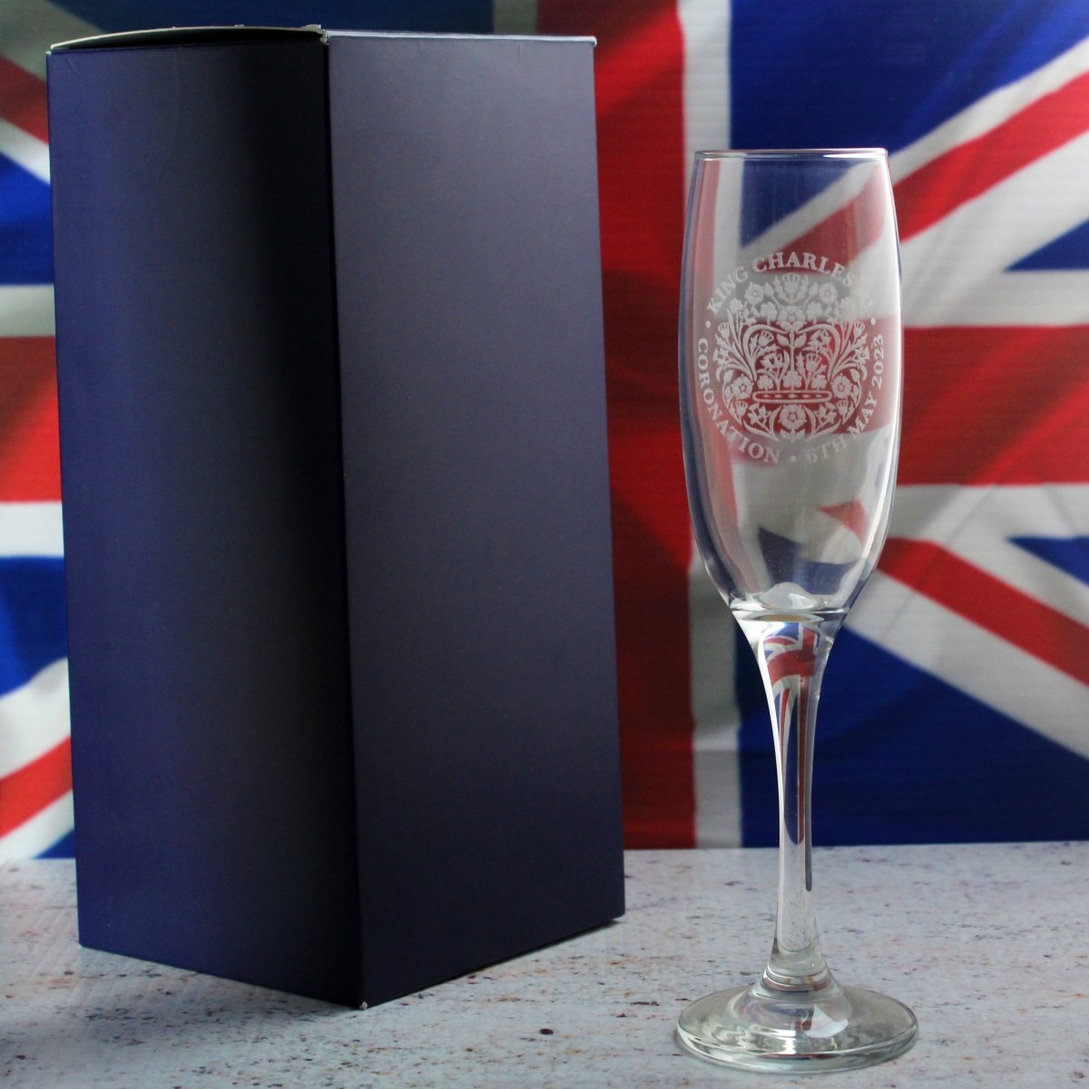 Engraved Commemorative Coronation of the King Champagne Flute