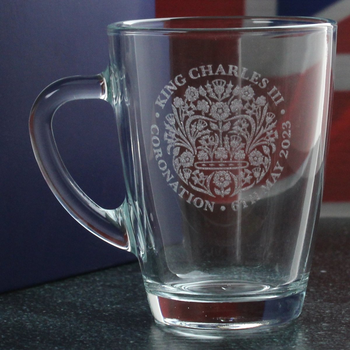 Engraved Commemorative Coronation of the King  Glass Mug