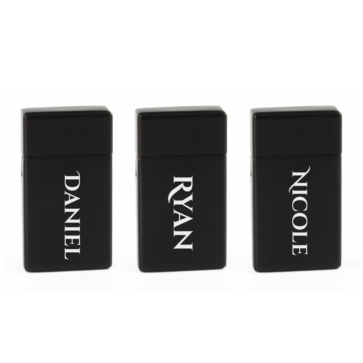 Engraved Jet Gas Lighter Black Any Name Gift Boxed