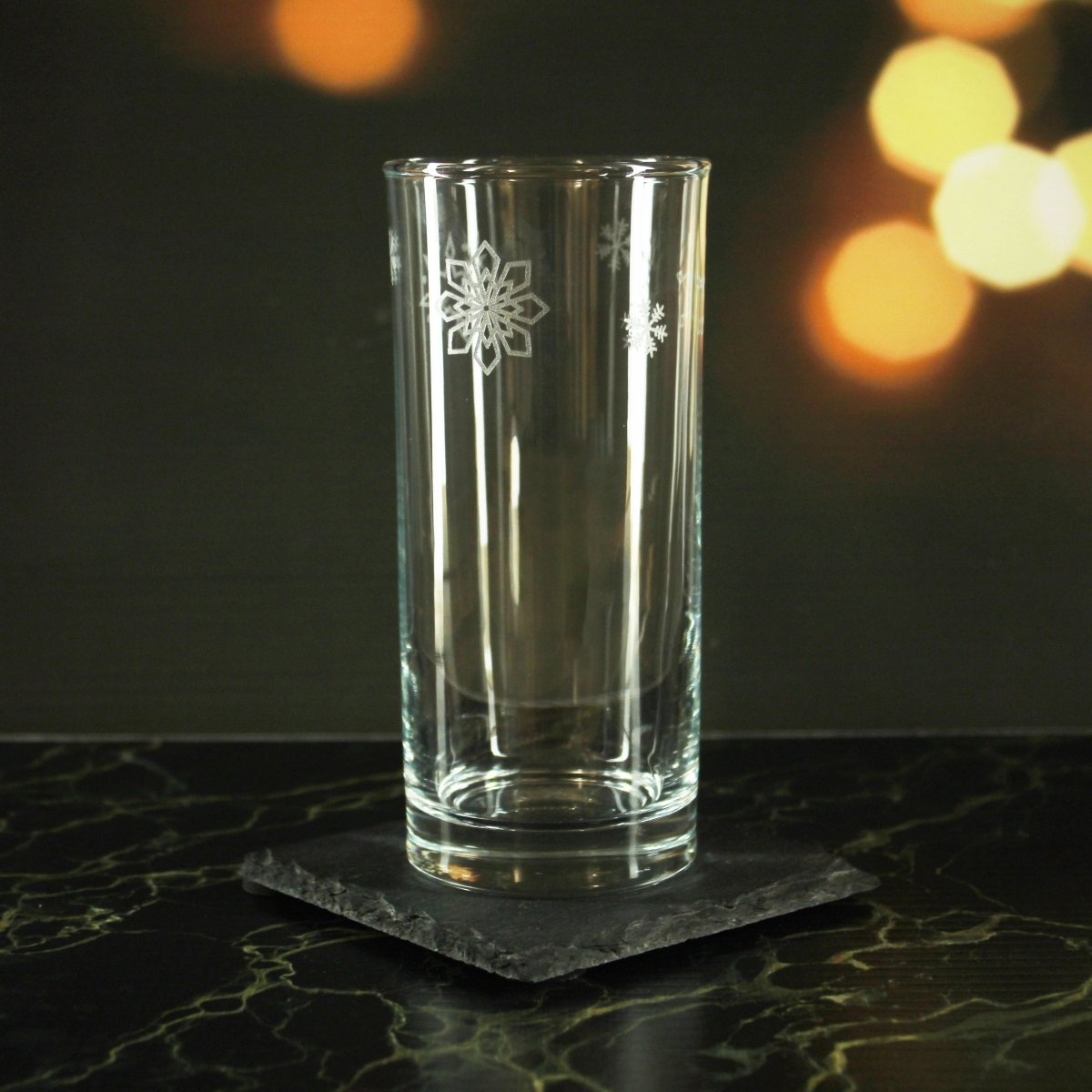 Engraved Snowflake Pattern Hiball Set of 4 12oz Glasses