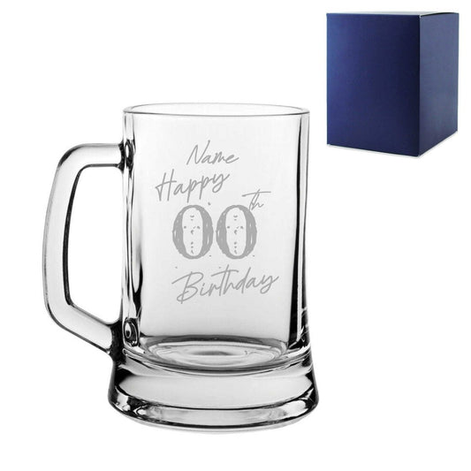 Engraved Tankard Beer Mug Stein Happy 20,30,40,50... Birthday Speckled Design Gift Boxed
