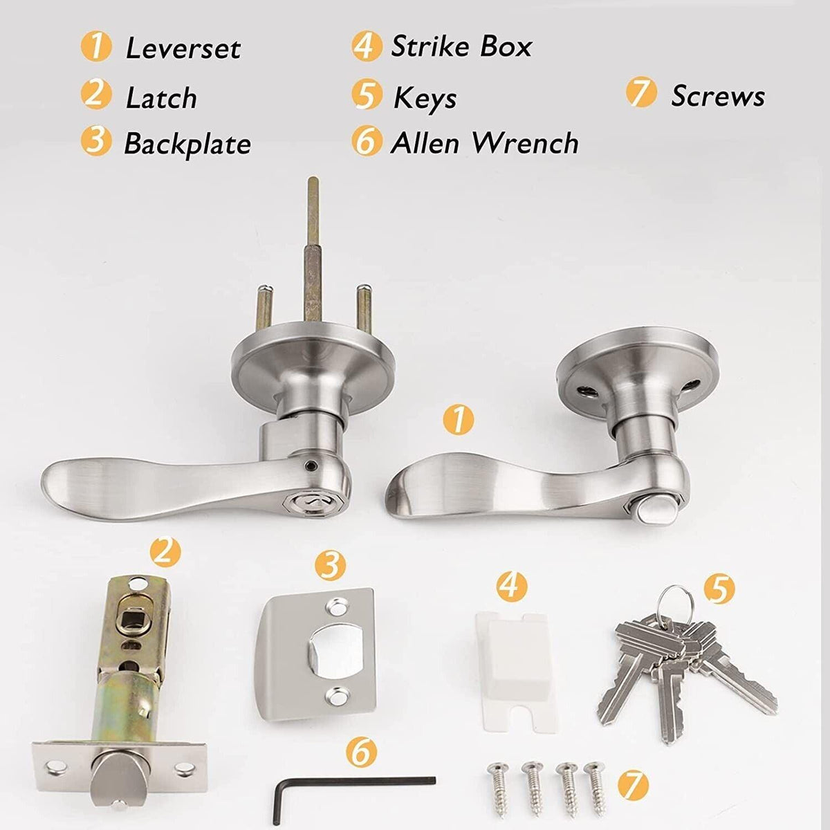 Exterior Door Handle Lock Satin Nickel Keyed Entry Wave Style Probrico