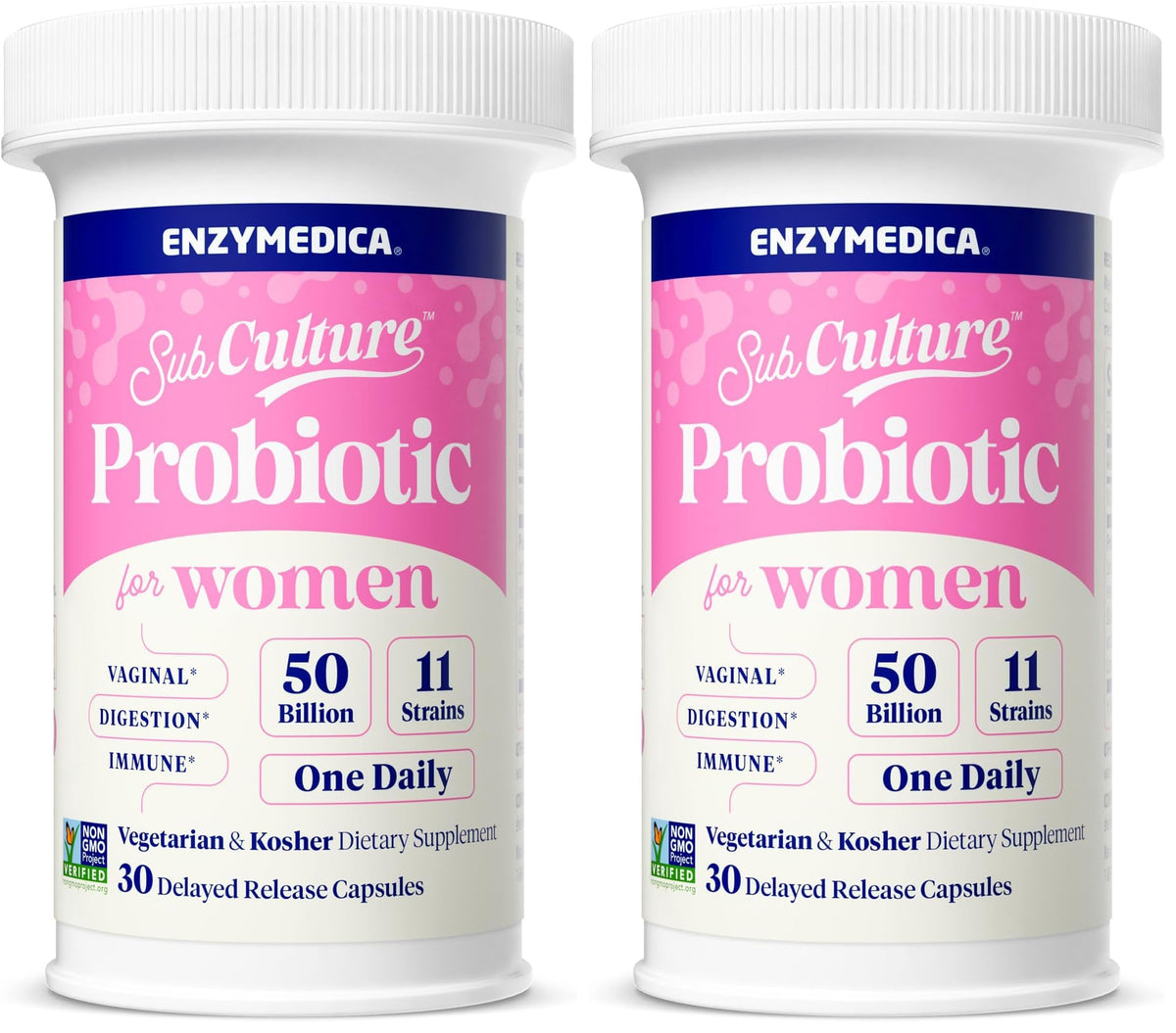 Enzymedica SubCulture Probiotics for Women – 50B CFU, Vaginal & Urinary Health, Pack of 2