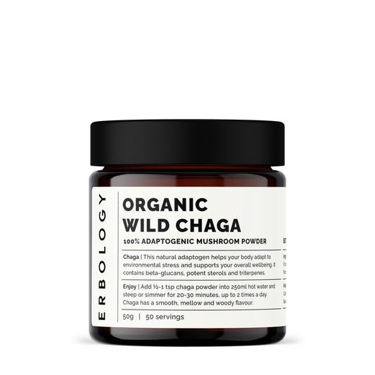 Erbology Organic Chaga Mushroom Powder – 50 Servings, 7% Beta-glucans