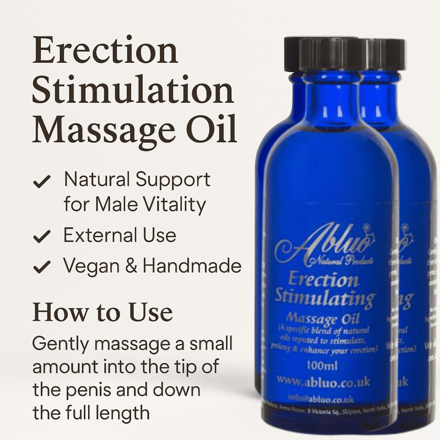 Erection Massage Oil – Natural Aphrodisiac Oil – Handmade Massage Oil UK – 100ml