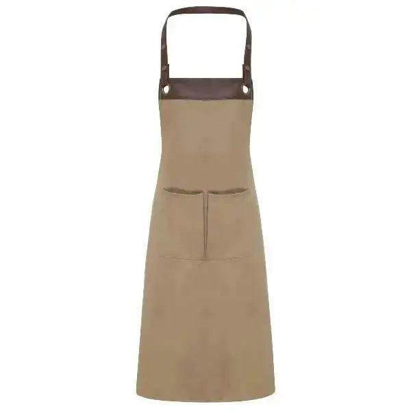 Espresso Bib Apron Black-Black, Black-Brown, Khaki-Brown, Navy-Brown