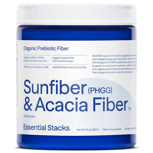 Essential Stacks Organic Sunfiber PHGG and Acacia Prebiotic Fiber 7.4 oz