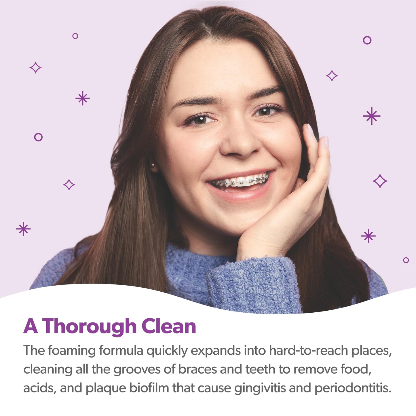 EverSmile OrthoFoam Braces Cleaner - Brushable Foam Whitens Teeth, Fights Plaque & Bacteria - 50ml 2-Pack