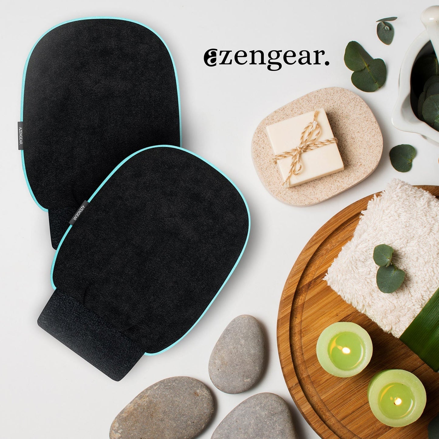 Exfoliating Glove (Pair), Deep Pore Cleansing Korean Bath Shower Scrub Mitt – Dead Skin, Spray Tan Removal, Keratosis Pilaris for Men, Women, Viscose Natural Fibre