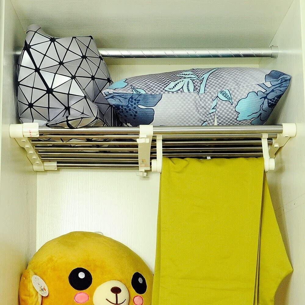 Extendable Closet Shelf Rod, 45-70cm, Clothes Hanger Organizer Metal