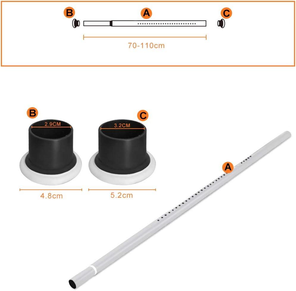Shower Curtain Rod Extendable No Drill Telescopic Carbon Steel 70-110cm White