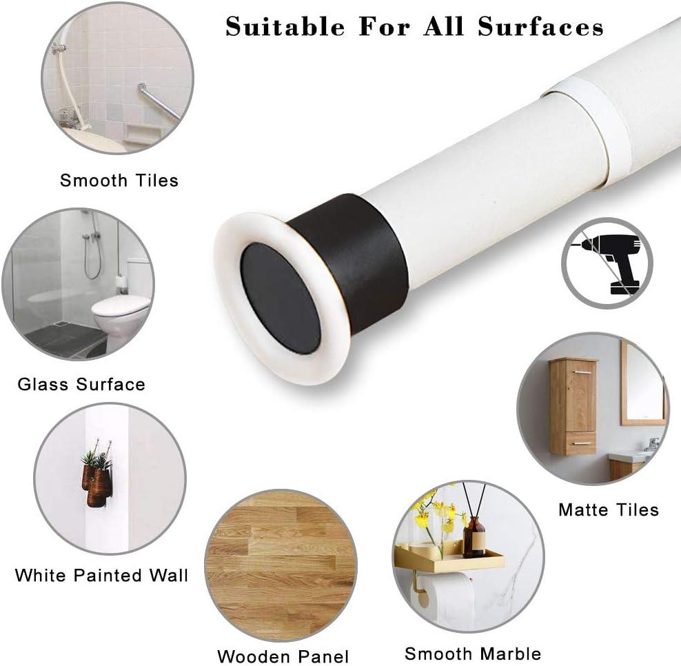 Shower Curtain Rod Extendable No Drill Telescopic Carbon Steel 70-110cm White